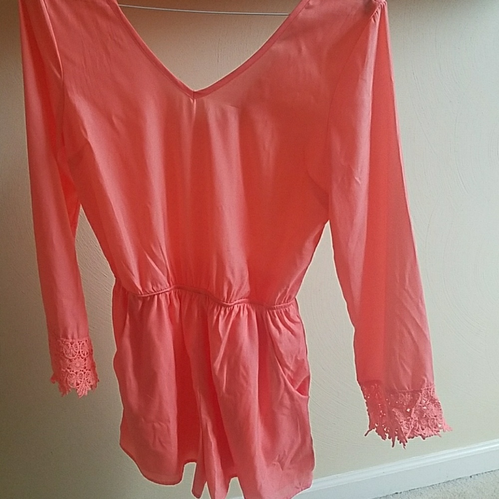 Hot pink long sleve romper perfect for spring!